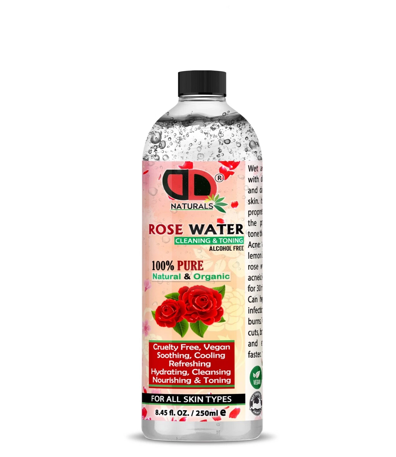 100% Pure Natural Organic Rose Water Toner Cleanser, Moisturiser For Fresh Face, view 11