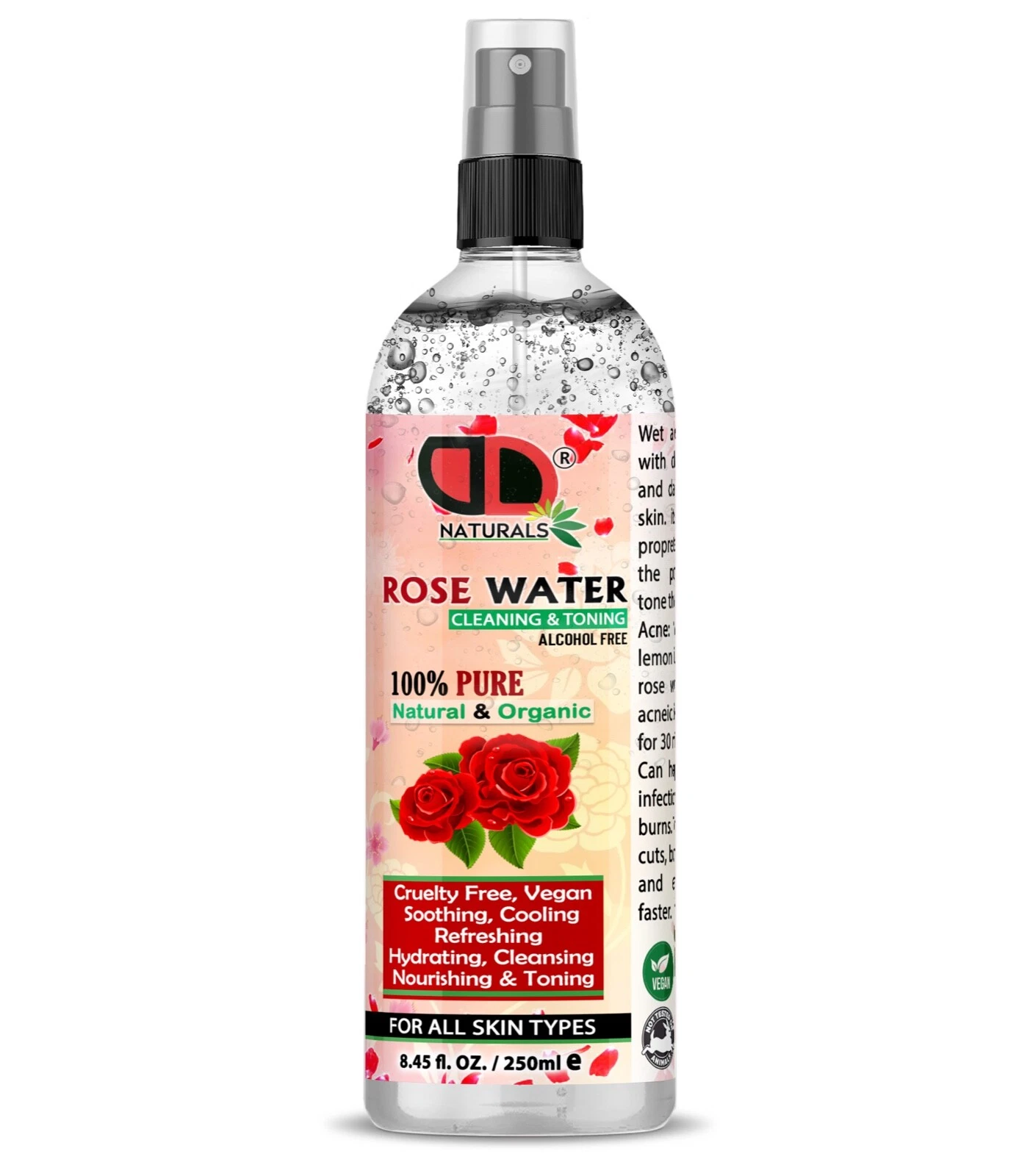 100% Pure Natural Organic Rose Water Toner Cleanser, Moisturiser For Fresh Face, view 12