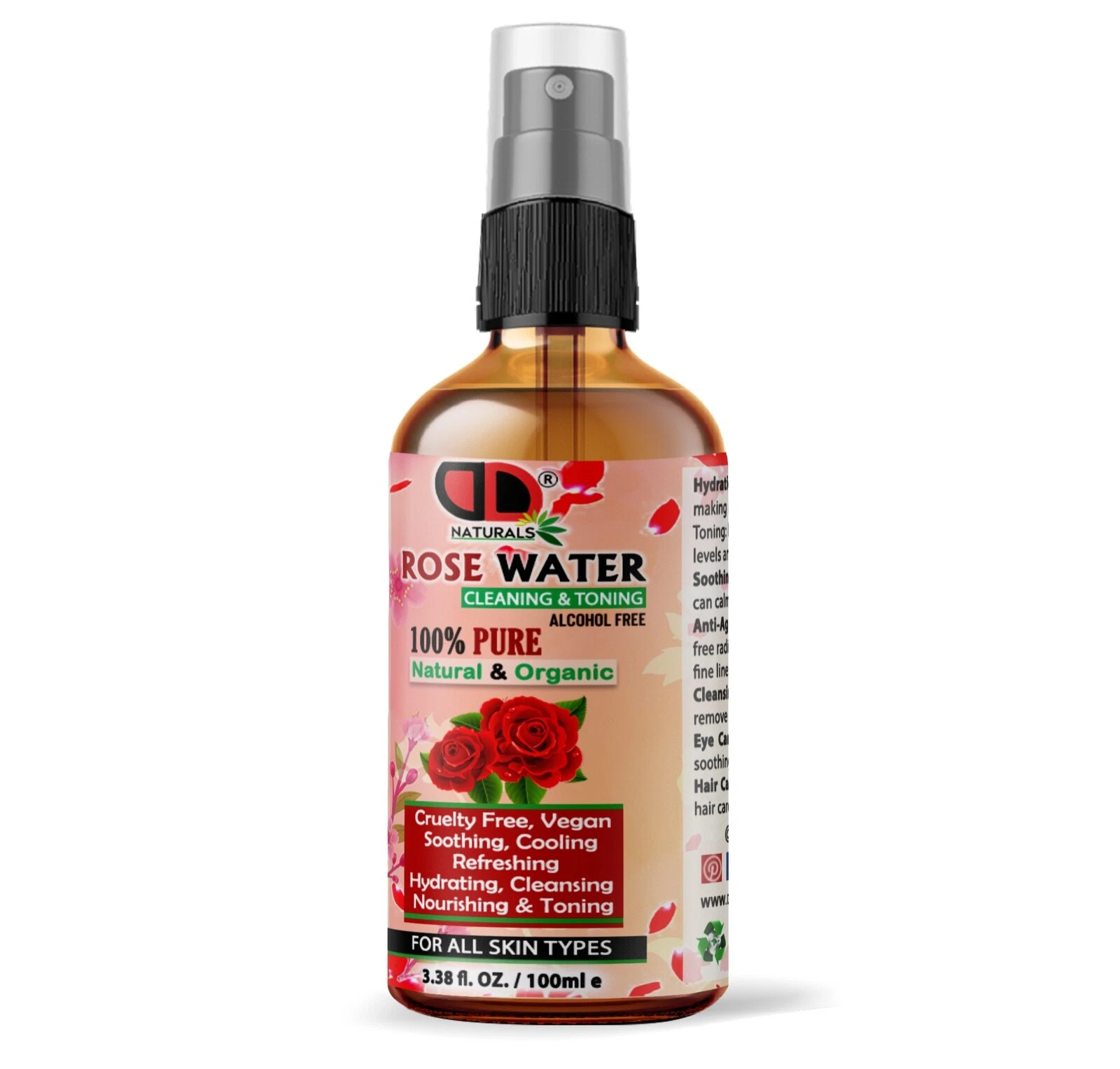 100% Pure Natural Organic Rose Water Toner Cleanser, Moisturiser For Fresh Face, view 14