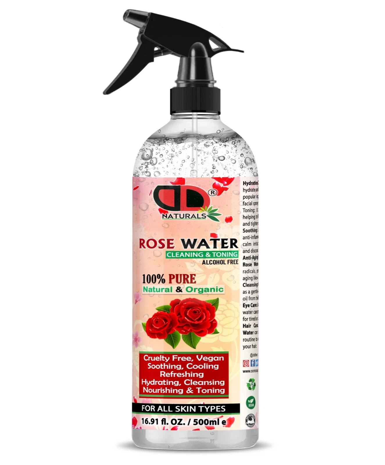 100% Pure Natural Organic Rose Water Toner Cleanser, Moisturiser For Fresh Face, view 16