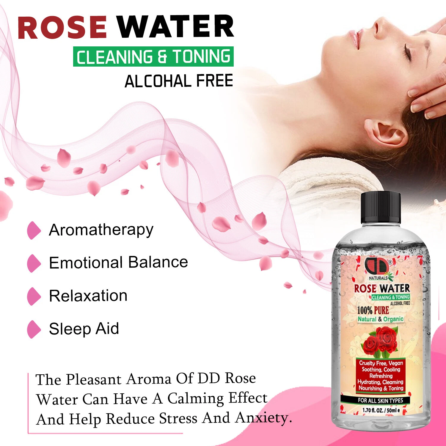 100% Pure Natural Organic Rose Water Toner Cleanser, Moisturiser For Fresh Face, view 5