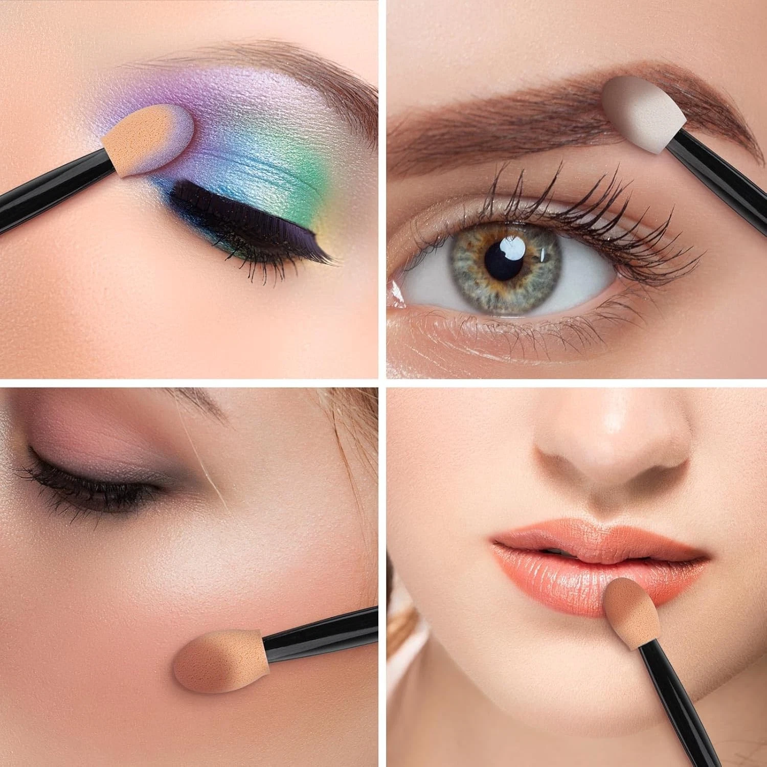 30Pcs Disposable Eyeshadow Brush, Double Ended Sponge Eye Shadow Applicator, view 6