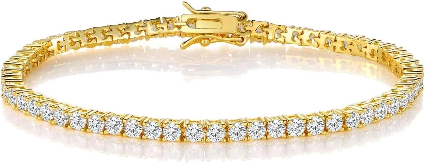 Captivating 18K Gold Plated Tennis Jewelry Set - Necklace, Bracelet & Earrings, view 5