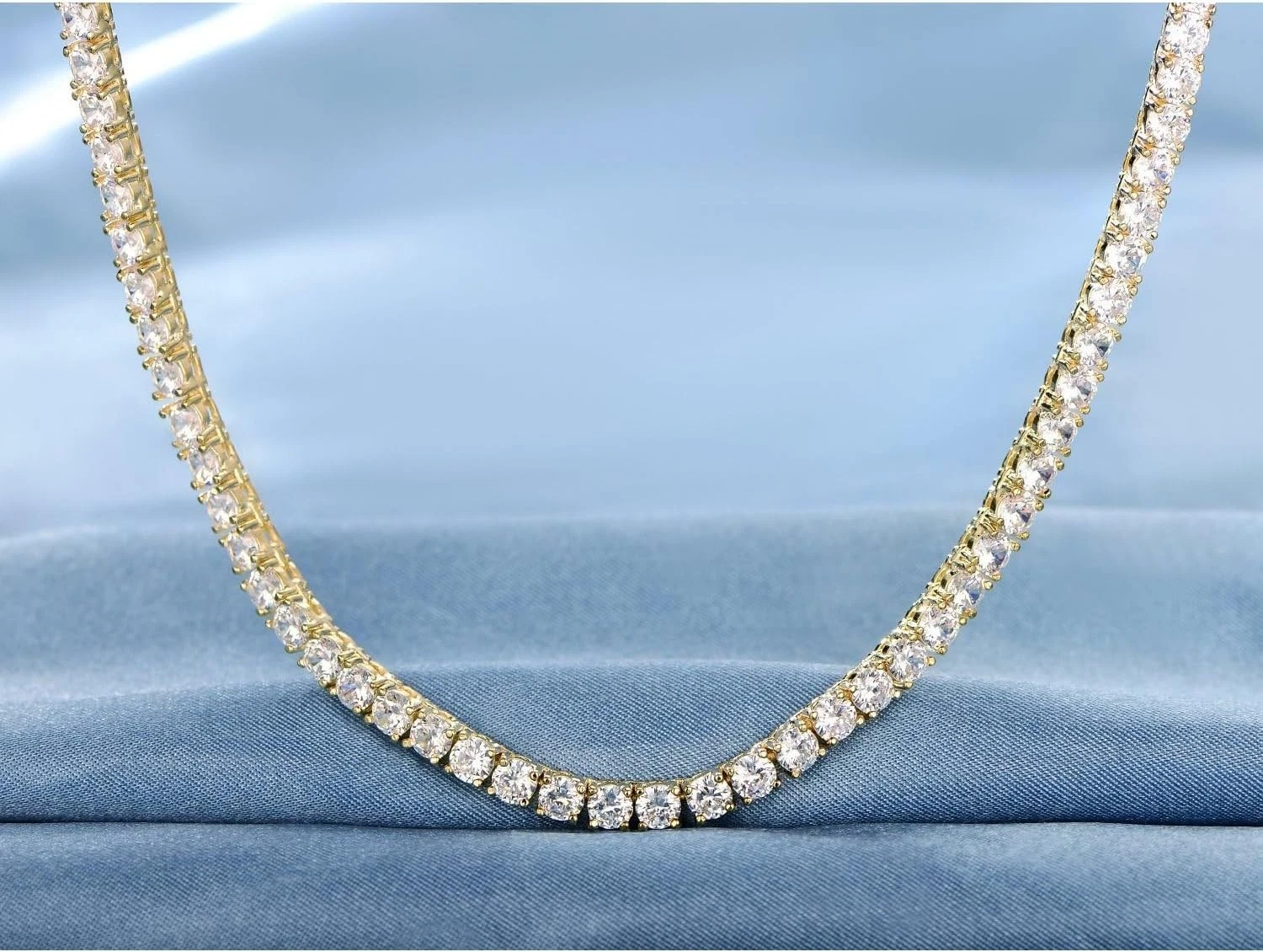 Captivating 18K Gold Plated Tennis Jewelry Set - Necklace, Bracelet & Earrings, view 6