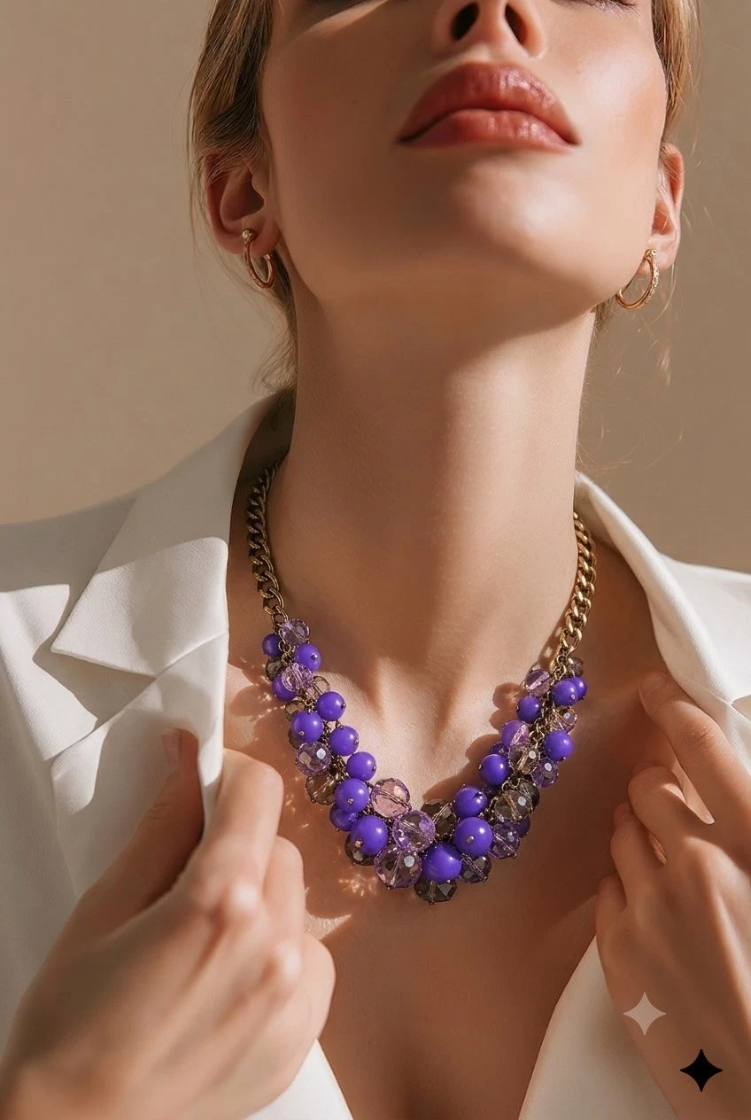 SIMPLY VERA WANG NWT $108 women's necklace ring earrings bracelet set purple, view 5