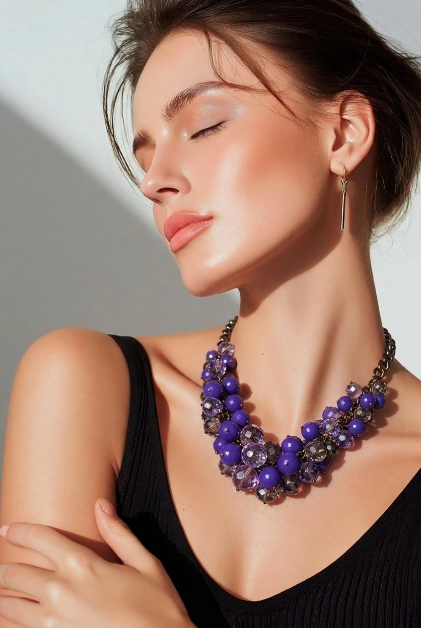 SIMPLY VERA WANG NWT $108 women's necklace ring earrings bracelet set purple, view 6