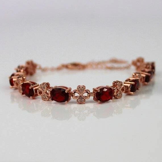 ROSE GOLD FINISH Ruby Created Diamond Bracelet, Ring, Earrings and Necklace Set, view 2