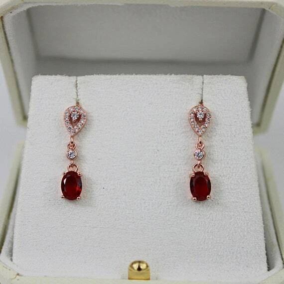 ROSE GOLD FINISH Ruby Created Diamond Bracelet, Ring, Earrings and Necklace Set, view 3