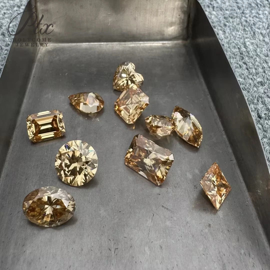 1-10ct Champagne Moissanite Stone A Set of 10 Shape GRA VVS1 for Ring Jewelry