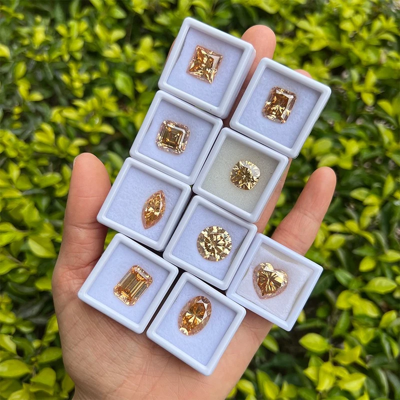 1-10ct Champagne Moissanite Stone A Set of 10 Shape GRA VVS1 for Ring Jewelry, view 13