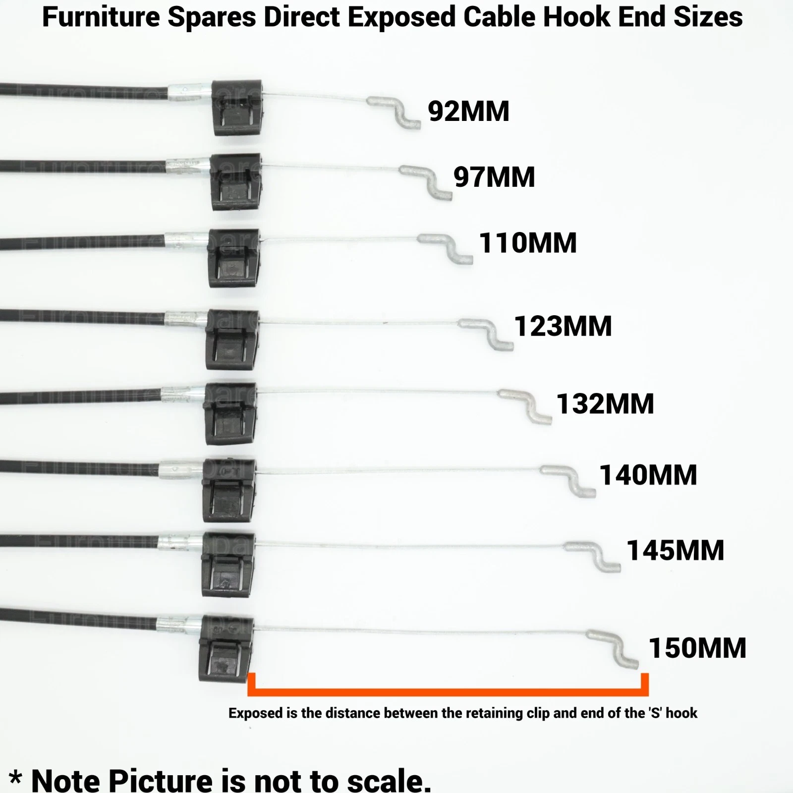 Brand New Quality Recliner Release Cable For Chair & Sofas - All Size Available, view 4