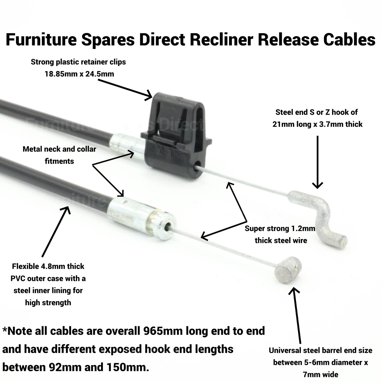Brand New Quality Recliner Release Cable For Chair & Sofas - All Size Available, view 7