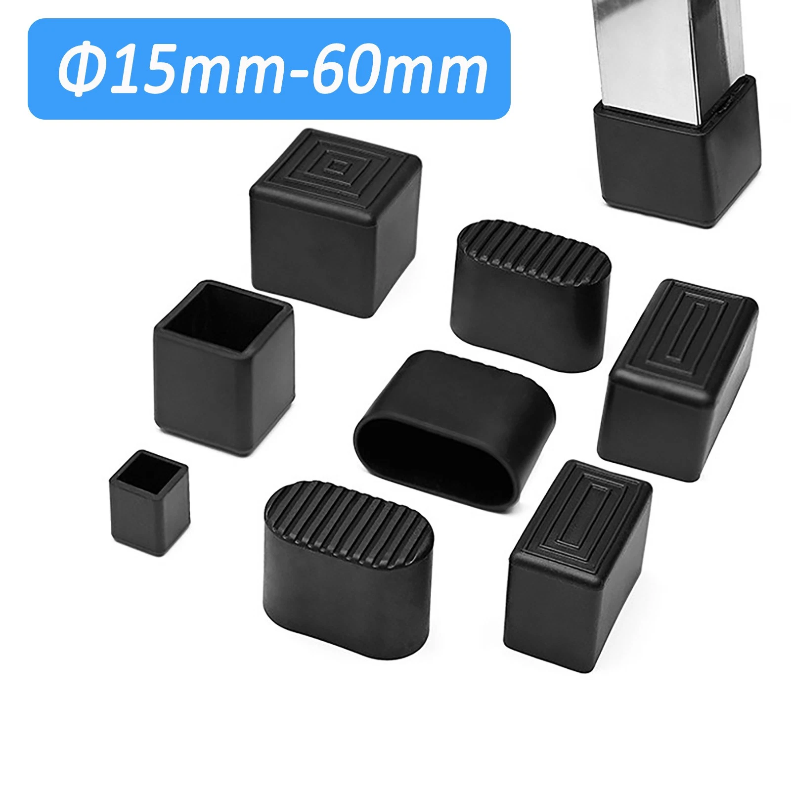 Round Square Rectangular Ferrules Furniture Feet Chair Leg Caps Bungs Rubber