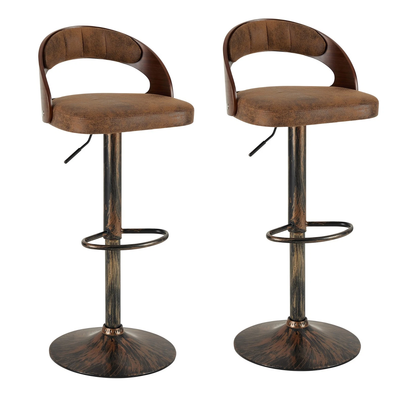 Set of 2 Adjustable Swivel Bar Stools PU Leather Counter Height Stools, view 2