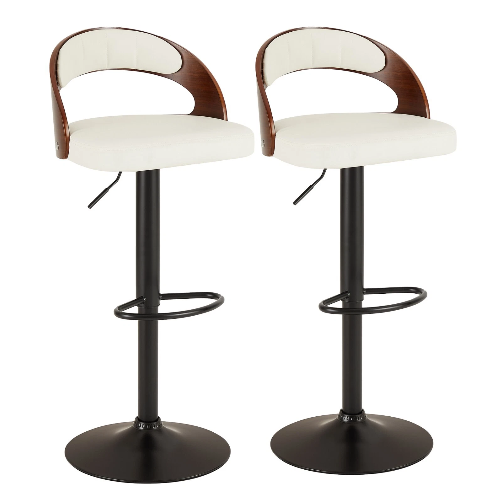 Set of 2 Adjustable Swivel Bar Stools PU Leather Counter Height Stools, view 4