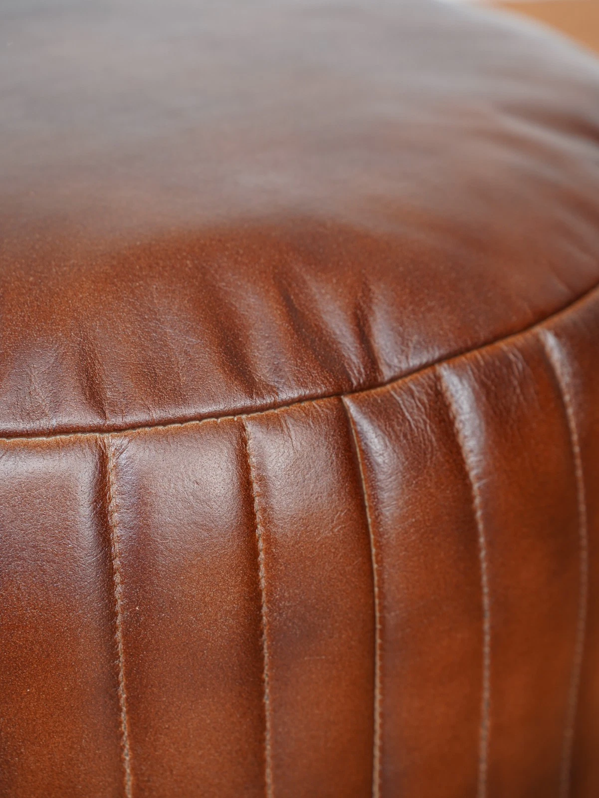 BBH HOMES HANDMADE ECO-FRIENDLY ROUND SHAPED STUFFED BUFFALO LEATHER BROWN POUF, view 16