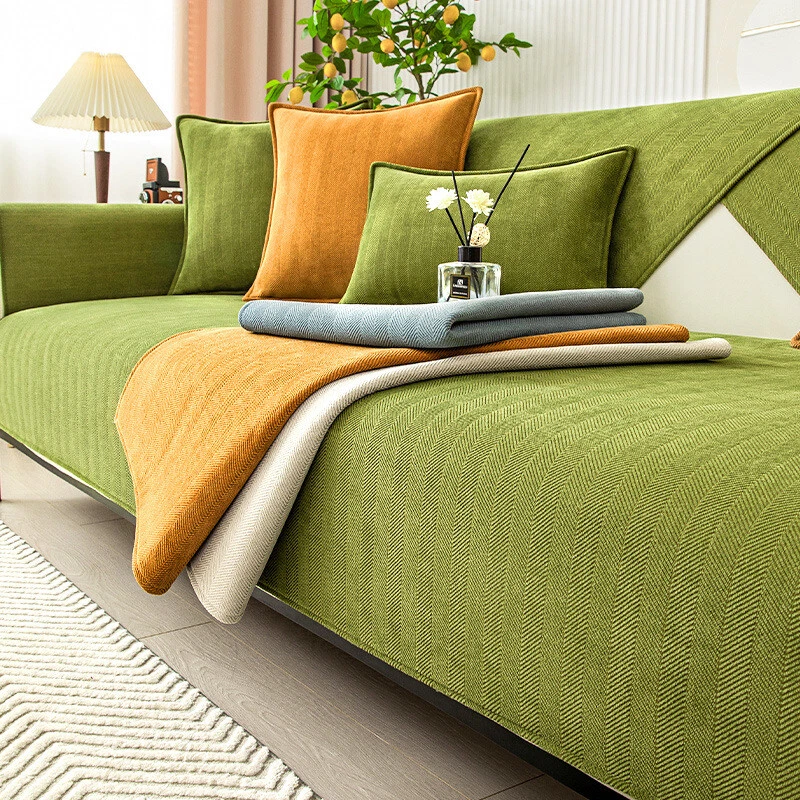 Funny Fuzzy Herringbone Chenille Fabric Furniture Protector Couch Cover, view 10