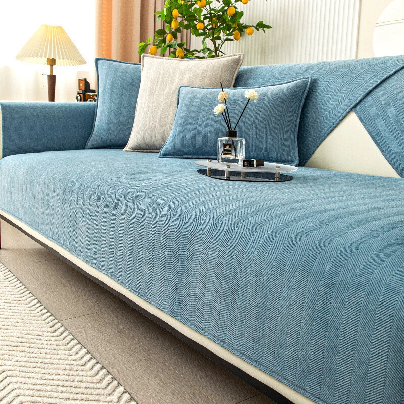 Funny Fuzzy Herringbone Chenille Fabric Furniture Protector Couch Cover, view 11