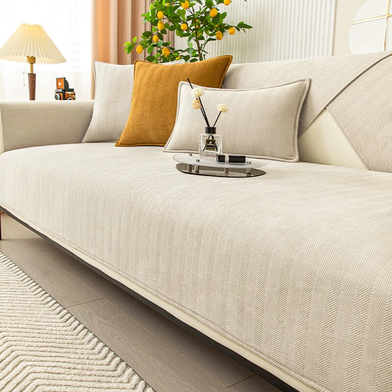 Funny Fuzzy Herringbone Chenille Fabric Furniture Protector Couch Cover, view 12
