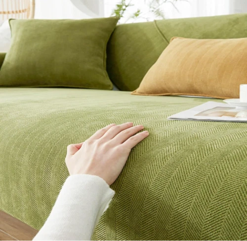 Funny Fuzzy Herringbone Chenille Fabric Furniture Protector Couch Cover, view 5