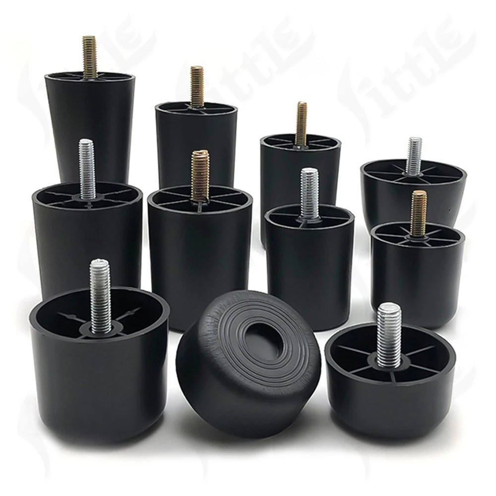 Black Plastic Screw In Furniture Feet Glide Divan Bed Base Legs Sofa Chair Feet