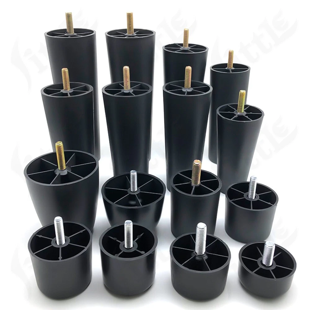 Black Plastic Screw In Furniture Feet Glide Divan Bed Base Legs Sofa Chair Feet