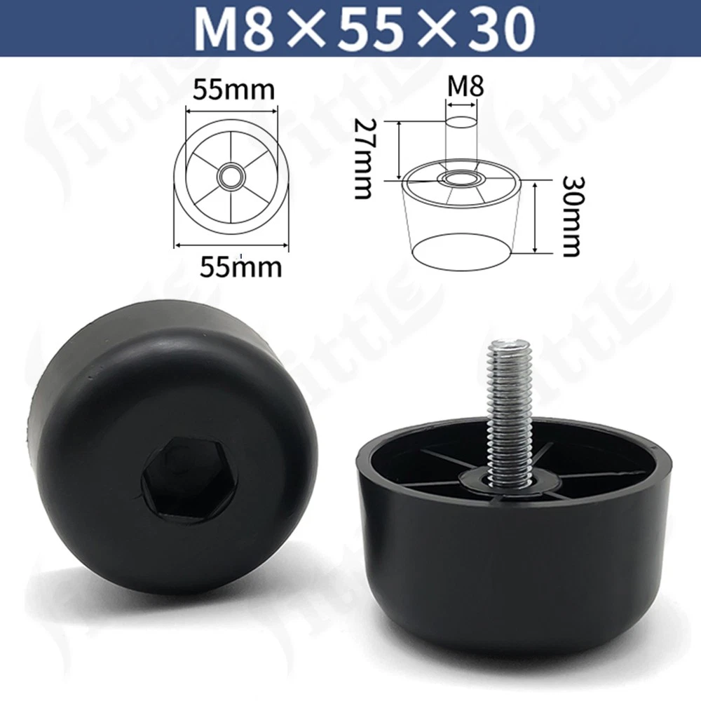 Black Plastic Screw In Furniture Feet Glide Divan Bed Base Legs Sofa Chair Feet, view 13