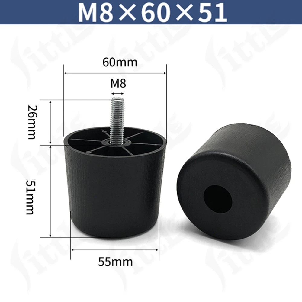 Black Plastic Screw In Furniture Feet Glide Divan Bed Base Legs Sofa Chair Feet, view 18