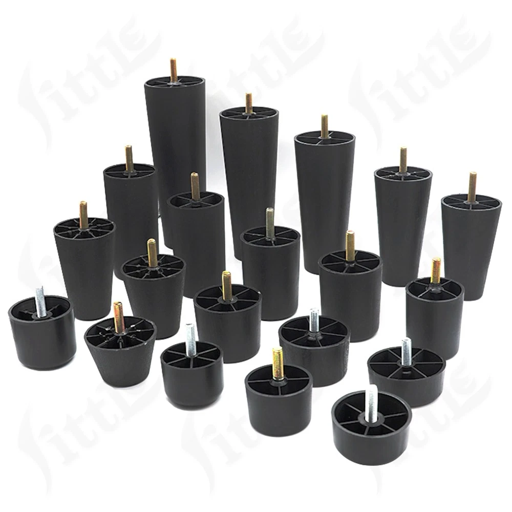 Black Plastic Screw In Furniture Feet Glide Divan Bed Base Legs Sofa Chair Feet, view 2