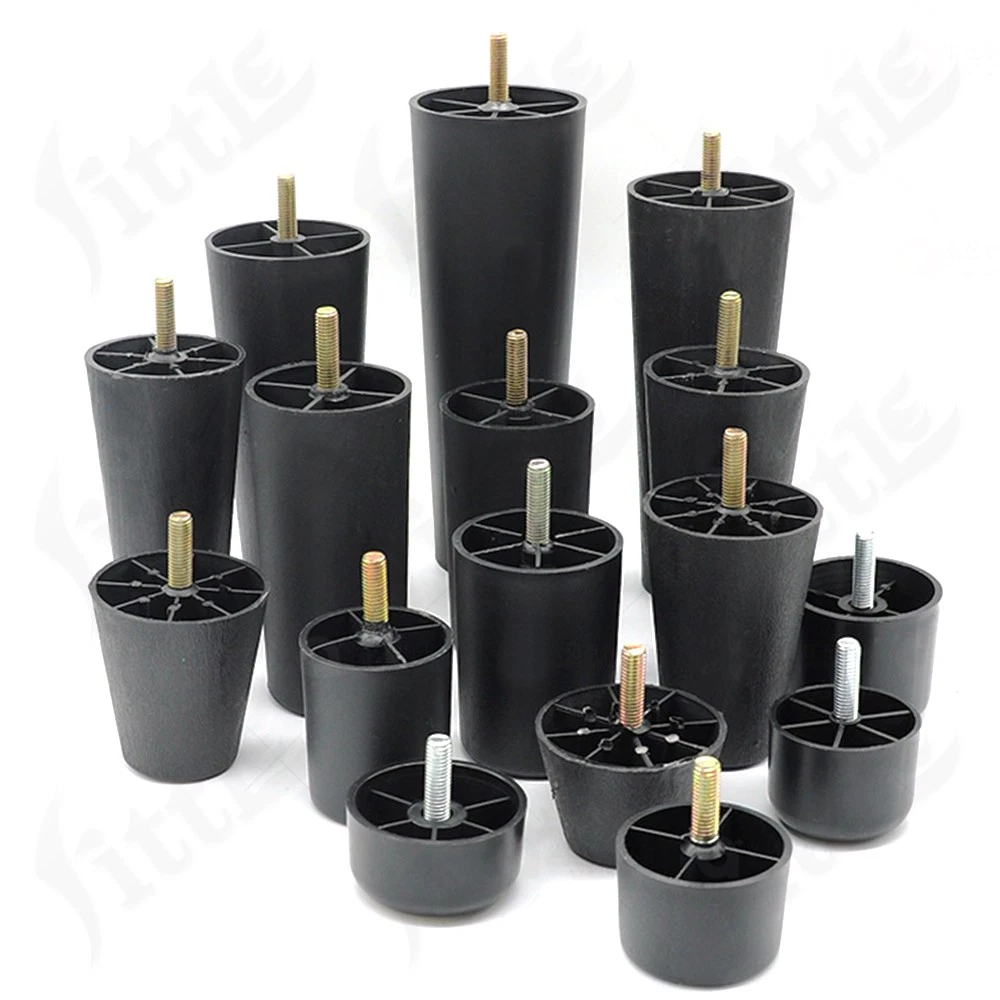 Black Plastic Screw In Furniture Feet Glide Divan Bed Base Legs Sofa Chair Feet, view 3