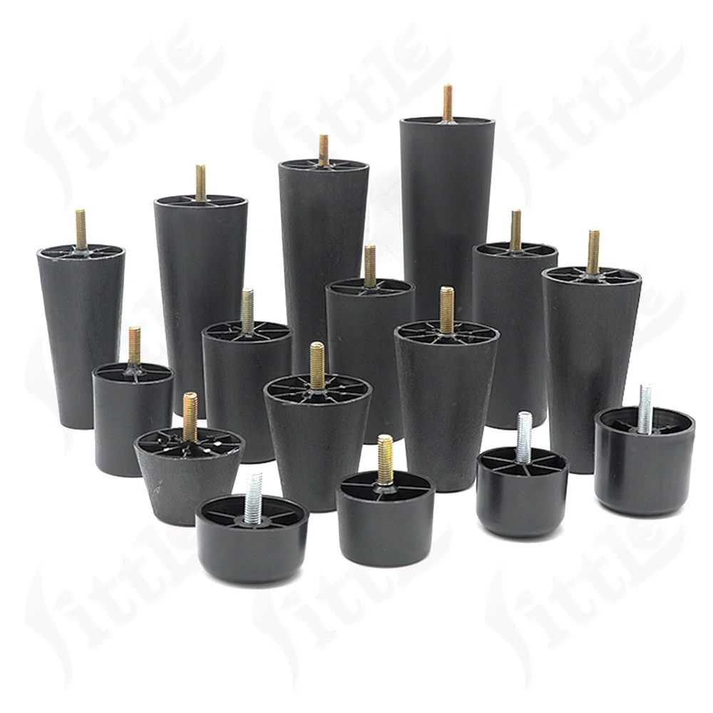 Black Plastic Screw In Furniture Feet Glide Divan Bed Base Legs Sofa Chair Feet, view 4