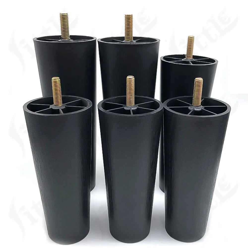 Black Plastic Screw In Furniture Feet Glide Divan Bed Base Legs Sofa Chair Feet, view 5