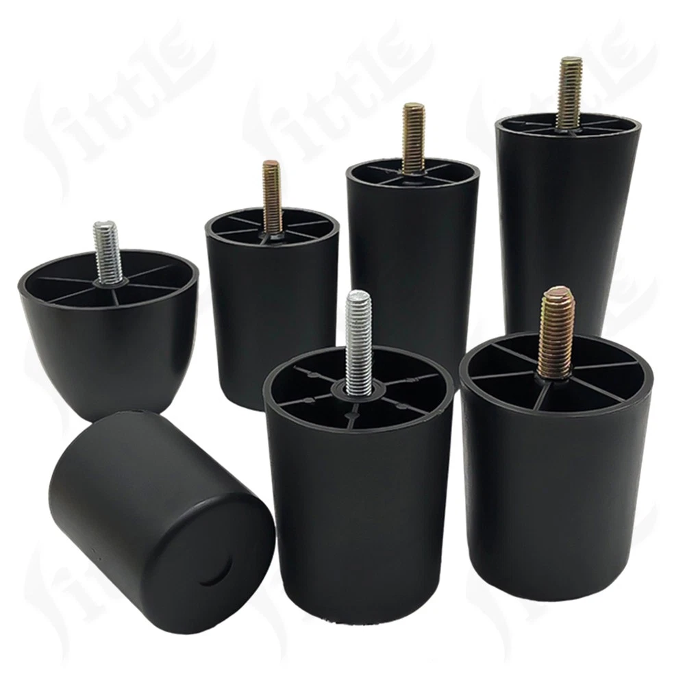 Black Plastic Screw In Furniture Feet Glide Divan Bed Base Legs Sofa Chair Feet, view 6