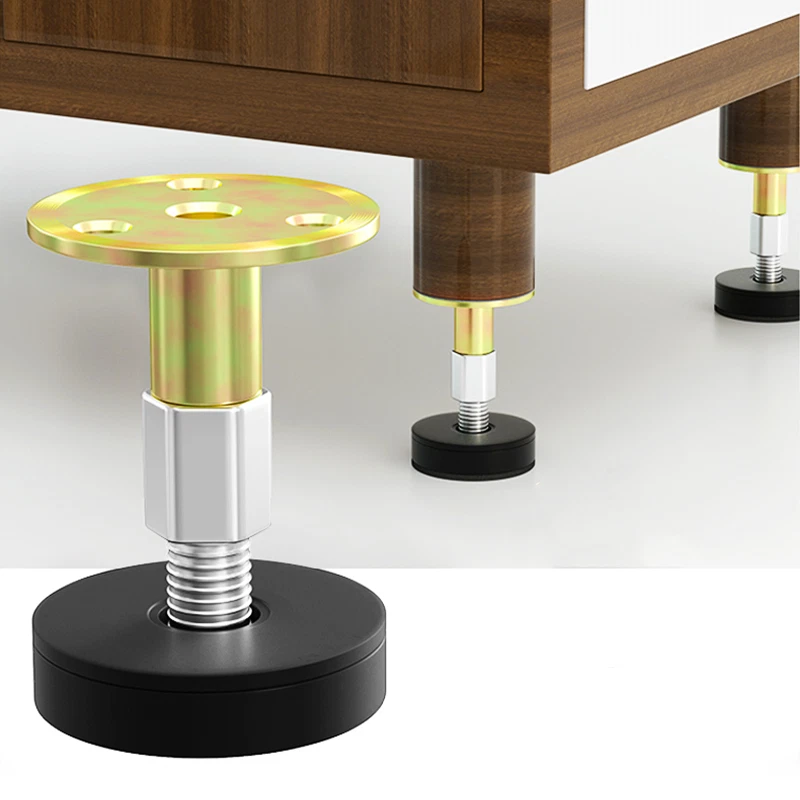 No-Drill Adjustable Metal Furniture Leg Risers Anti-Slip for Desk/Table/Bed