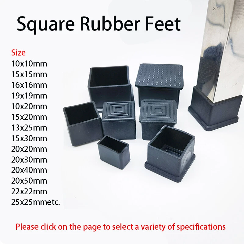 Square Rubber Furniture Foot Table Chair Leg End Caps Covers Floor Protector PVC
