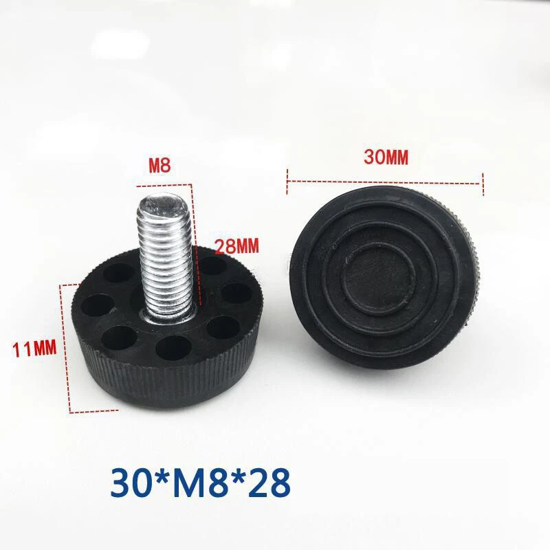 M8 Metric Thread Adjustable Table Feet - Fixed Threaded Furniture Feet Dia 30mm, view 6