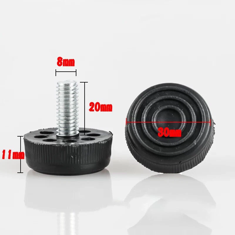 M8 Metric Thread Adjustable Table Feet - Fixed Threaded Furniture Feet Dia 30mm, view 9