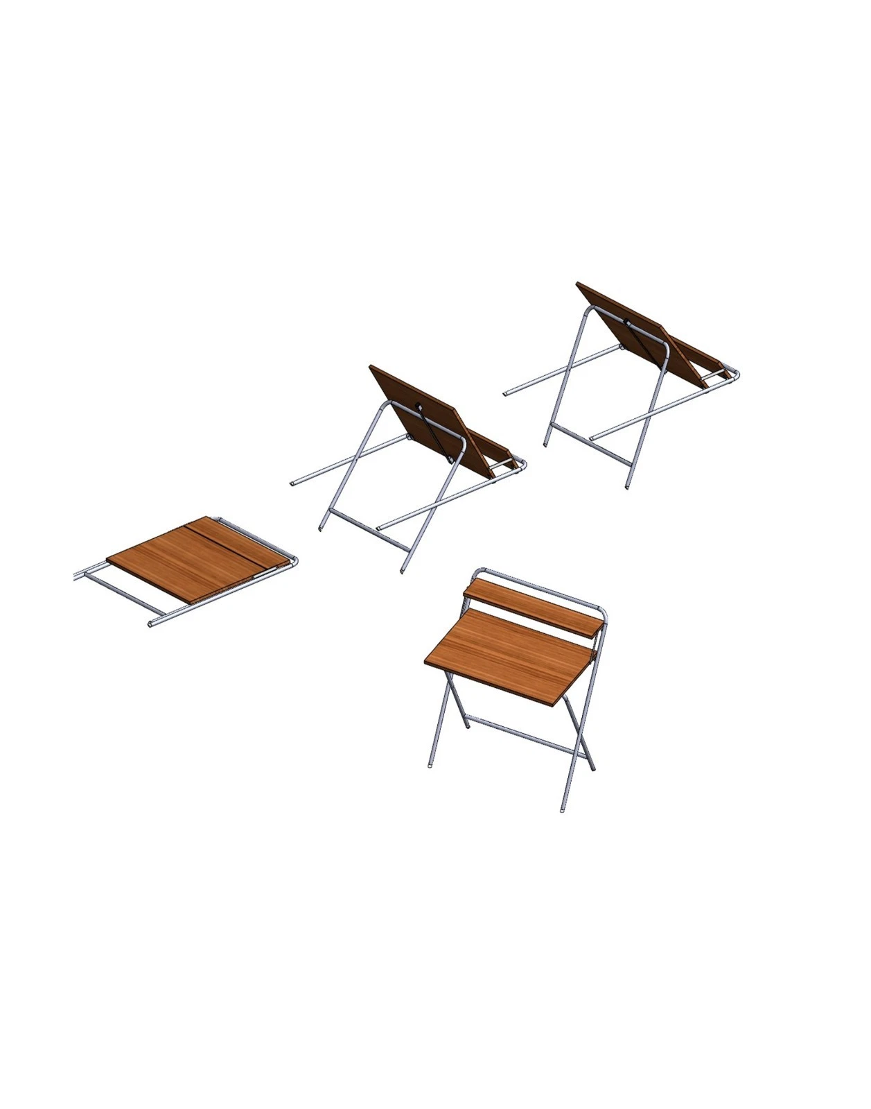 Portable Folding Desk with Shelf, Brown Wood Laptop Table for Small Spaces, view 12