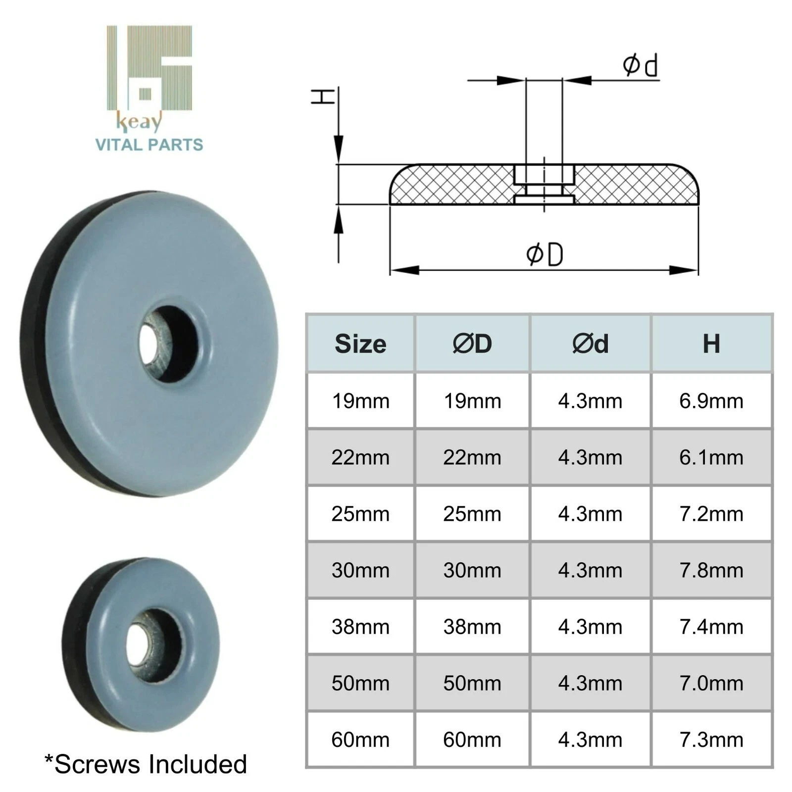 Teflon Furniture Glides - Screw-On PTFE Floor Protector - Chair/Sofa/Table Pads, view 3