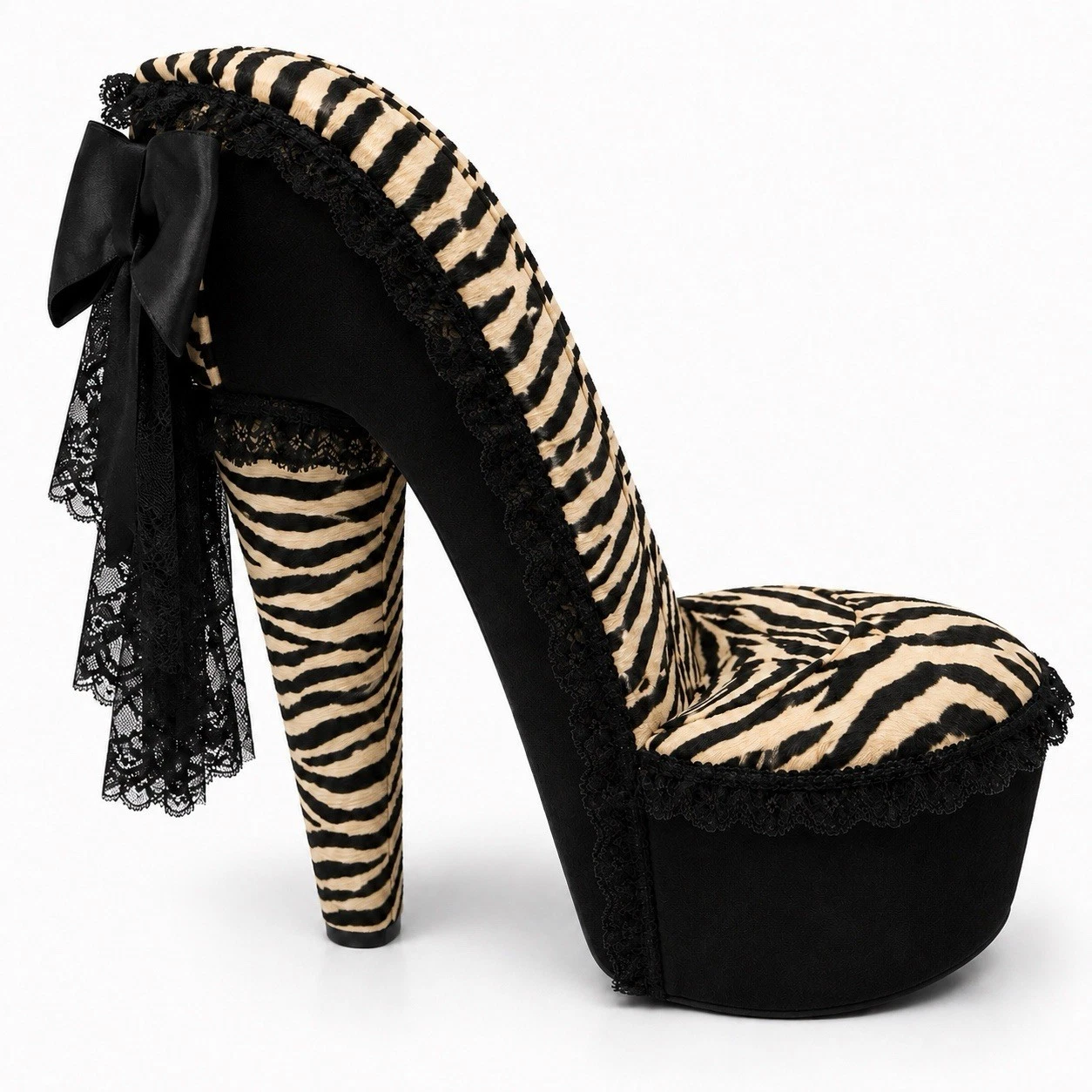 High Heel Shoe Chair Y2K Gold Zebra Print Accent Chair Glam Bedroom Furniture, view 2