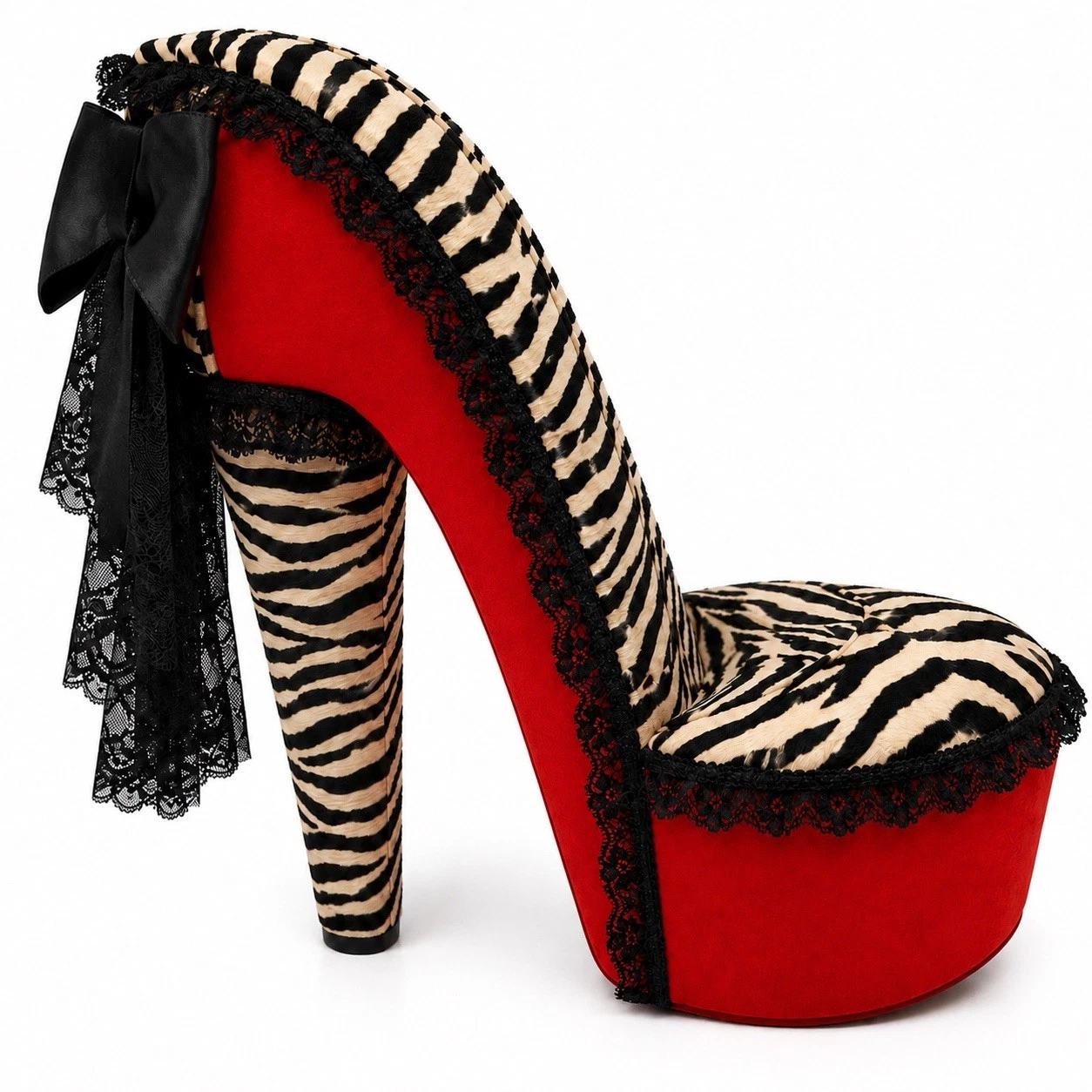 High Heel Shoe Chair Y2K Gold Zebra Print Accent Chair Glam Bedroom Furniture, view 4