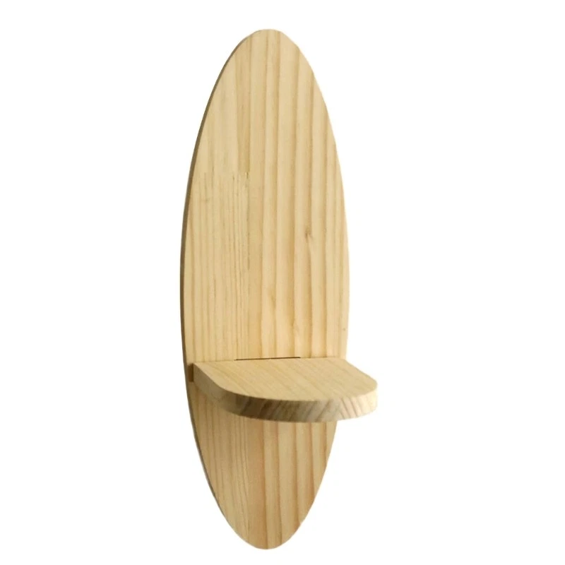 Stylish Oval Wall Mounted Wooden Shelf for Books and Plant Display Storage Rack, view 2