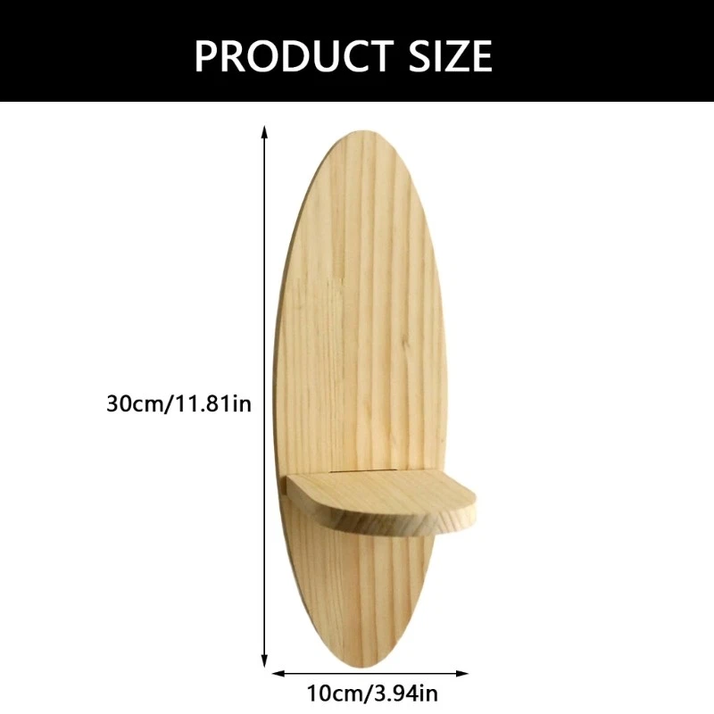 Stylish Oval Wall Mounted Wooden Shelf for Books and Plant Display Storage Rack, view 7
