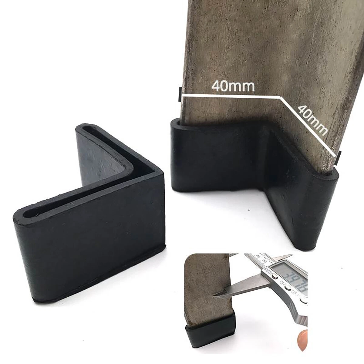 Black Silicone Chair Leg Caps Covers Table Feet Floor Protectors Triangles, view 2