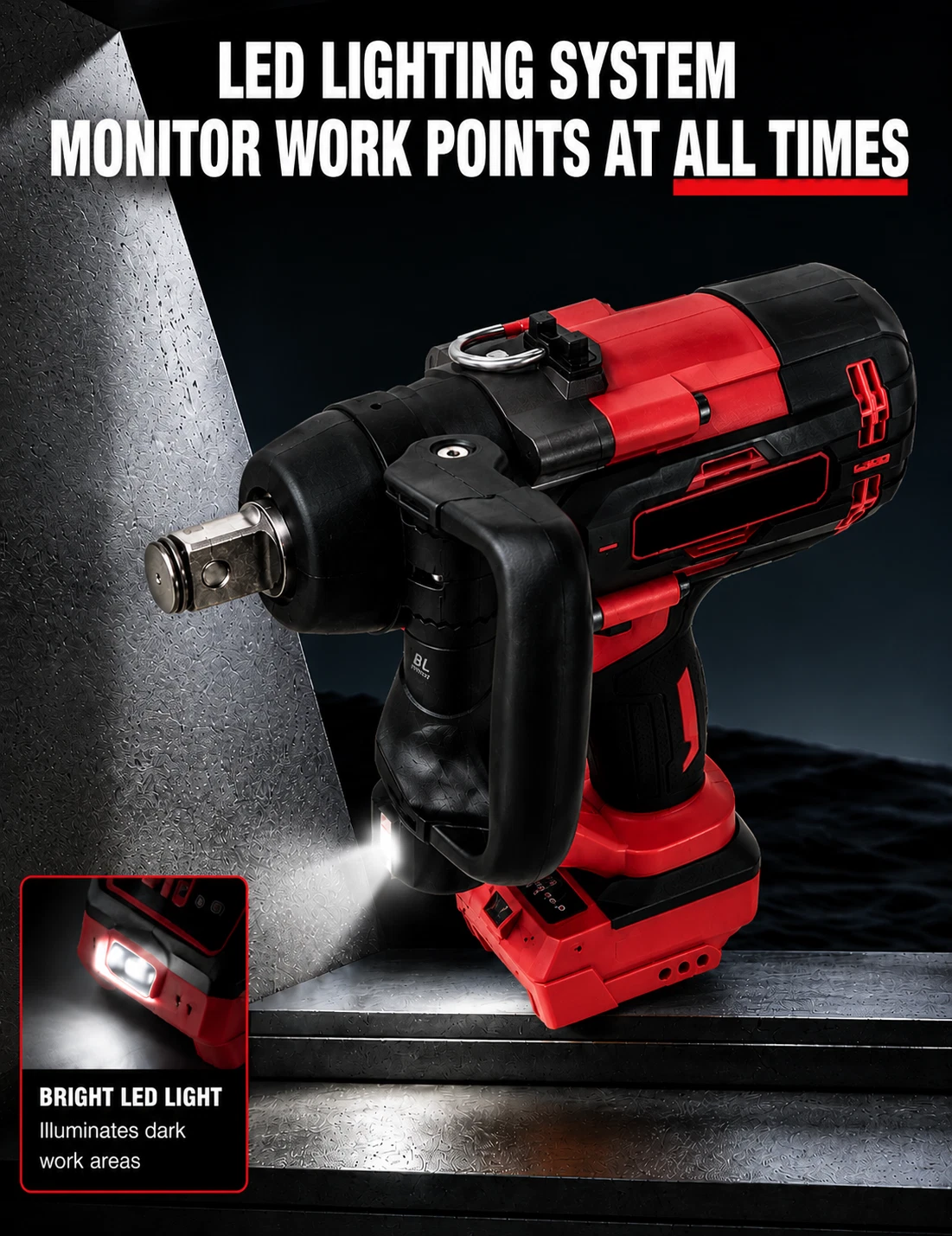 3000Nm (2213 ft-lbs) Brushless Cordless 1" Impact Wrench Tool Heavy Duty Tool, view 17