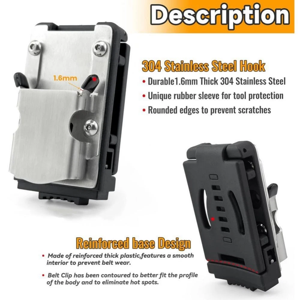 Universal Impact Holster Tool Belt Clip Hook For DeWalt Makita Milwaukee Bosch, view 7