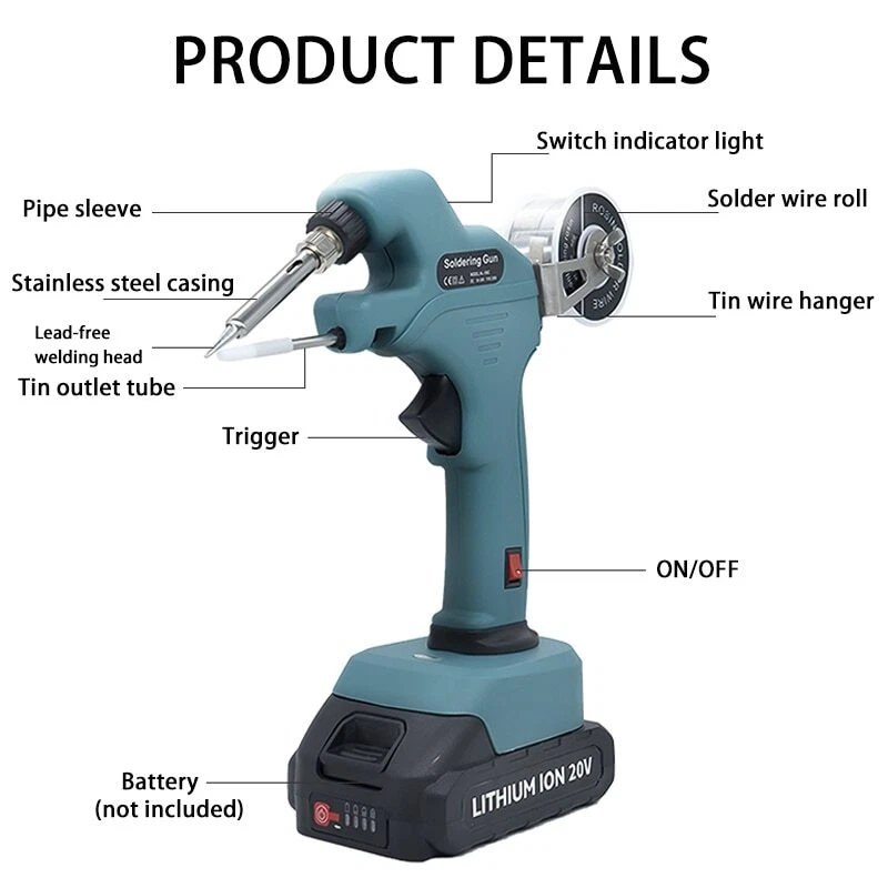 Cordless Soldering Gun Electric Handheld For Makita For Dewalt For Milwaukee, view 4