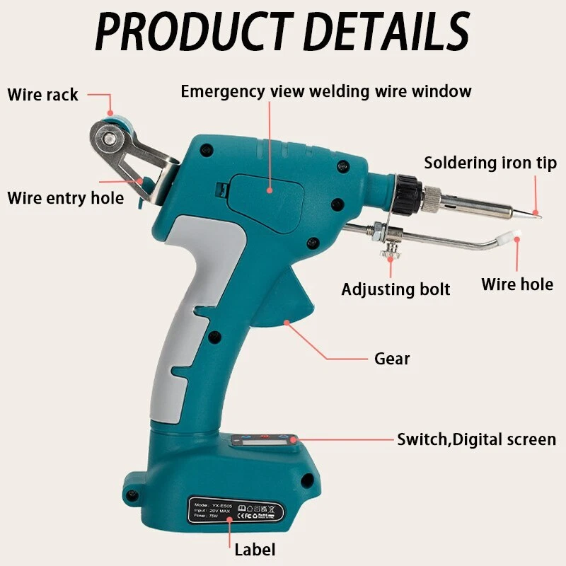 Soldering Iron Gun Welding Tool Digital Display for Milwaukee 18V Li-ion Battery