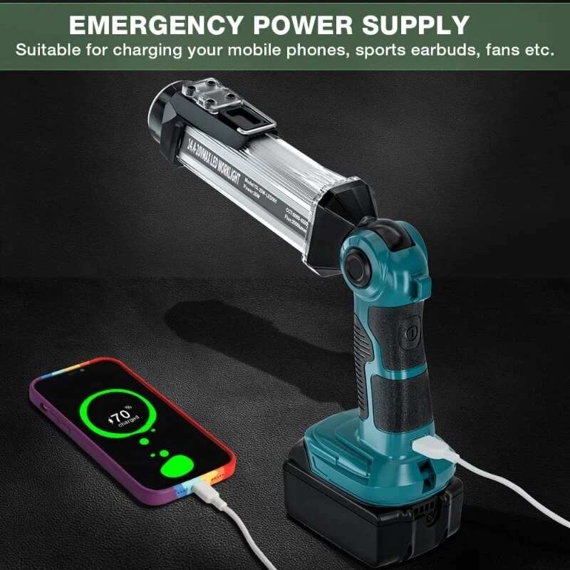 2000LM Flashlight LED Work Light For Makita For Dewalt For Ryobi 18V Battery, view 5