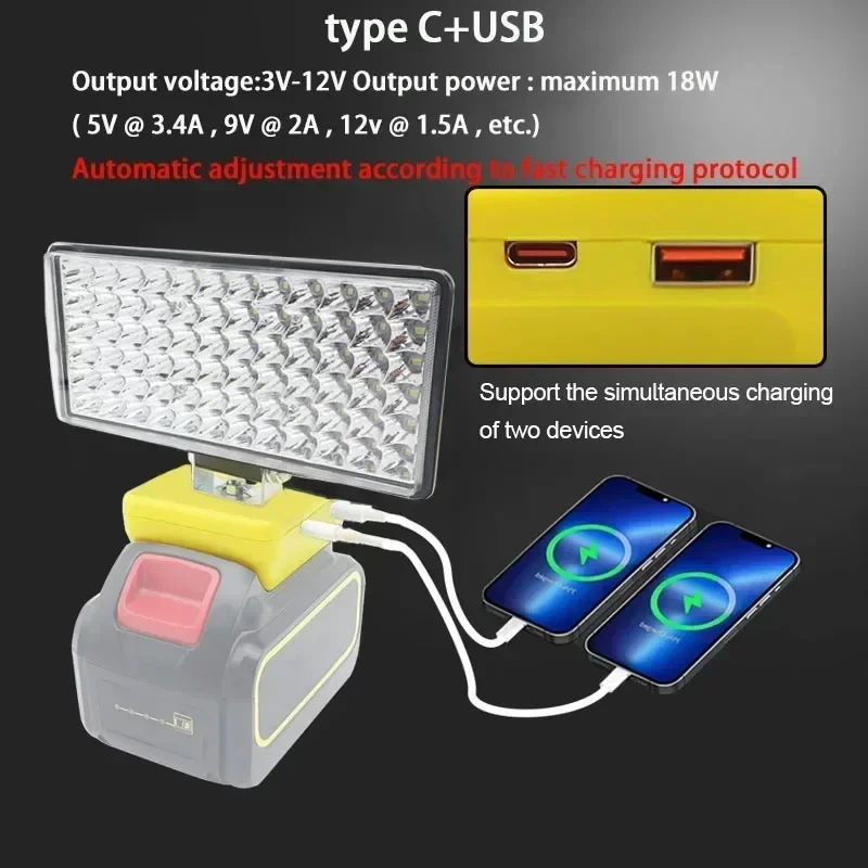 72 Bead Car LED Work Light Flashlight Torch For Milwaukee 18V 20V Li-ion Battery, view 14
